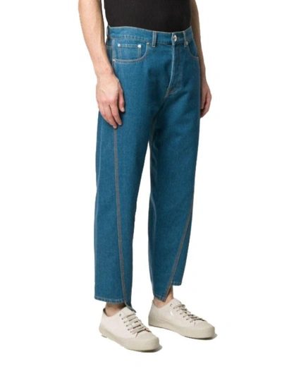 Shop Lanvin Men's Blue Cotton Jeans
