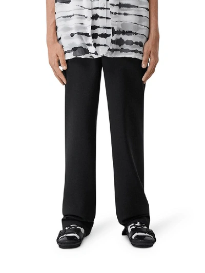 Shop Burberry Men's Black Wool Pants