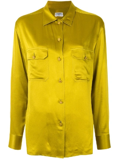 Pre-owned Chanel Classic Collar Buttoned Shirt In Green
