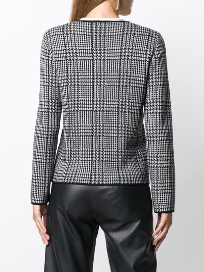 Shop Boutique Moschino Houndstooth Fitted Cardigan In Black