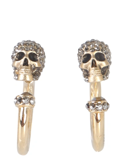 Shop Alexander Mcqueen Skull Earrings In Oro