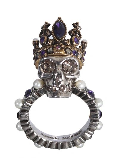 Shop Alexander Mcqueen Skull Queen Ring In Oro