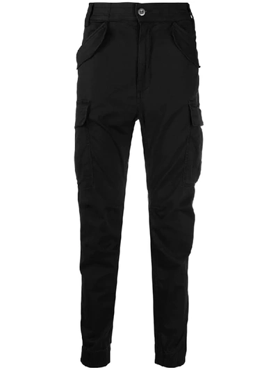 Shop Alpha Industries Fitted Cargo Trousers In Black