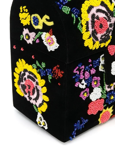 Shop Shrimps Embroidered Floral Box Bag In Black