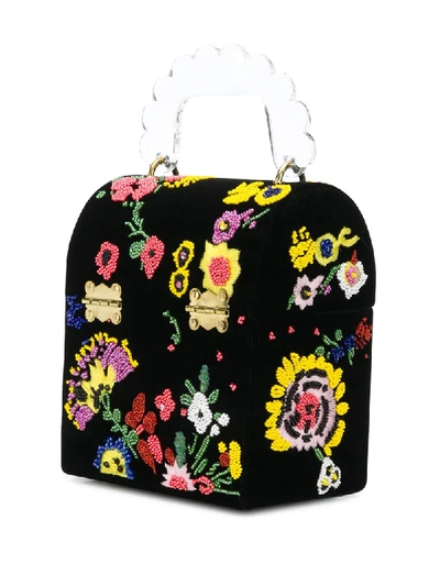 花卉刺绣盒形手提包