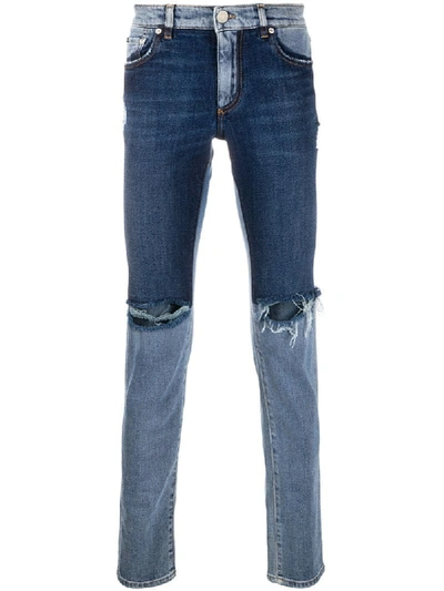 Shop Dolce & Gabbana Patchwork Skinny Jeans In Blue