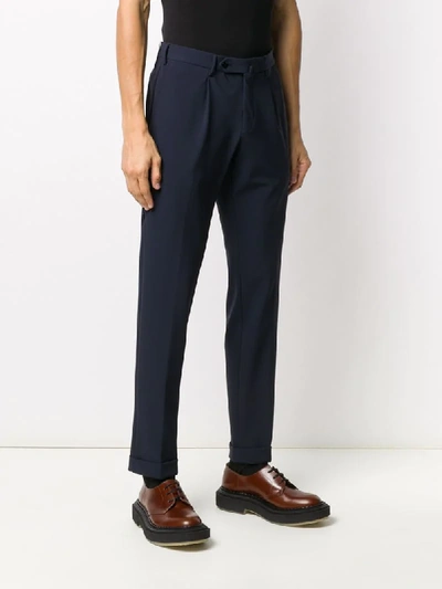 Shop Pt01 Pintuck Detail Slim-fit Trousers In Blue