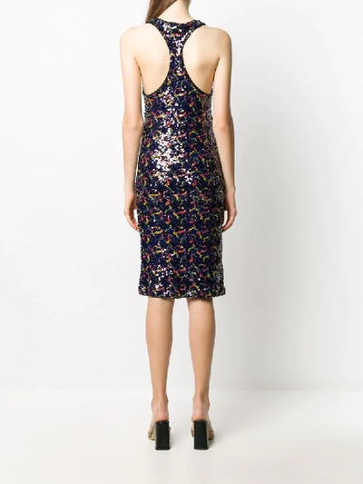 Shop Rotate Birger Christensen Sequin-embroidered Fitted Dress In Black