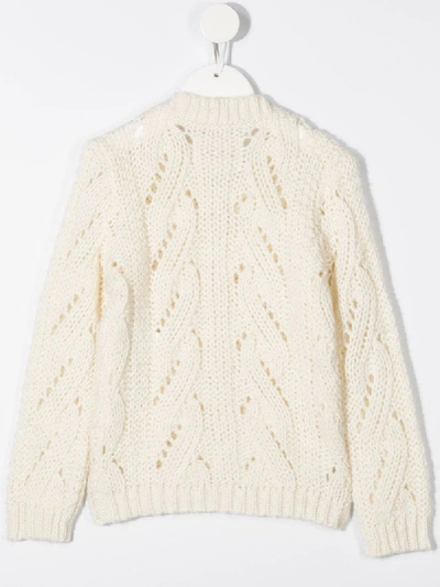 Shop Touriste V-neck Cable Knit Cardigan In White