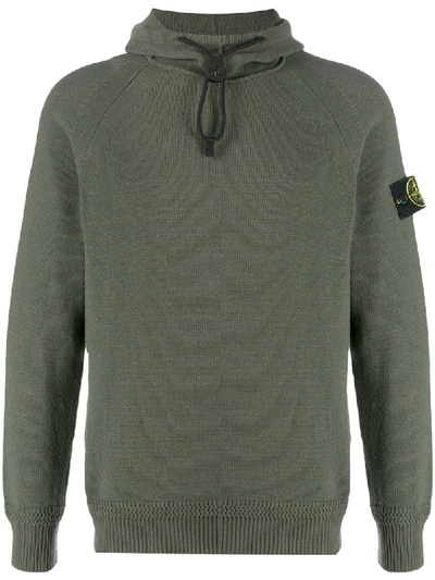 Shop Stone Island Drawcord-hood Sweater In Green