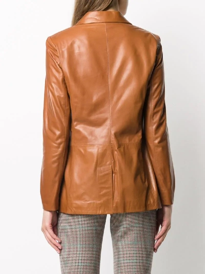 Shop Arma Sema Leather Blazer In Brown