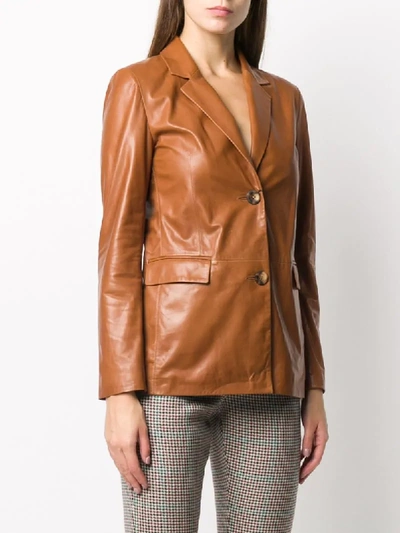 Shop Arma Sema Leather Blazer In Brown