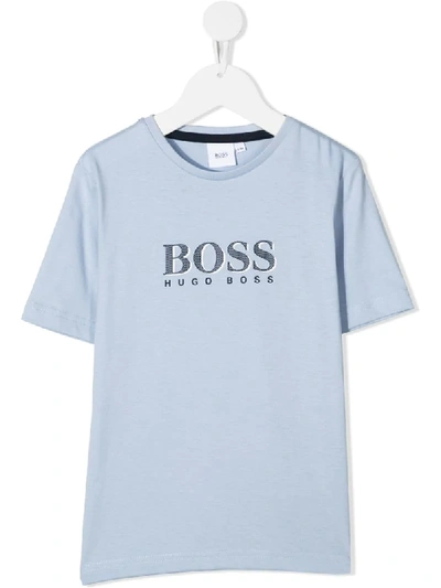 Shop Hugo Boss Logo-print T-shirt In Blue