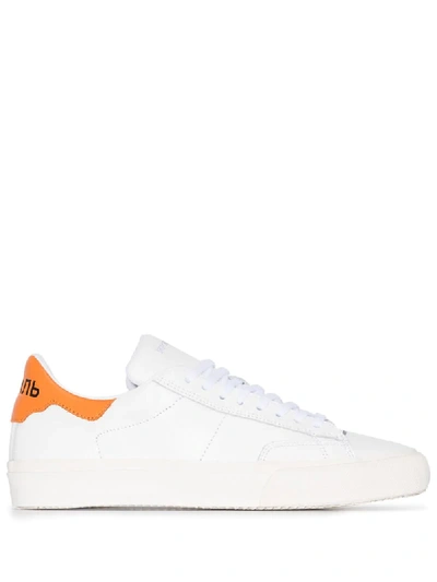 Shop Heron Preston White Vulcanised Leather Low Top Sneakers