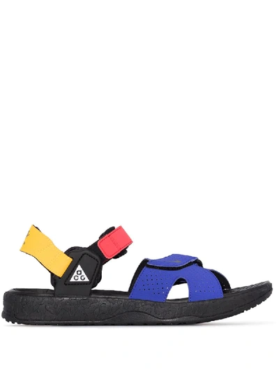Shop Nike Deschutz Touch Strap Sandals In Black