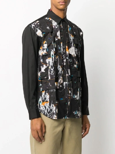 Shop Comme Des Garçons Shirt X Futura Abstract-print Woven Panel Shirt In Black