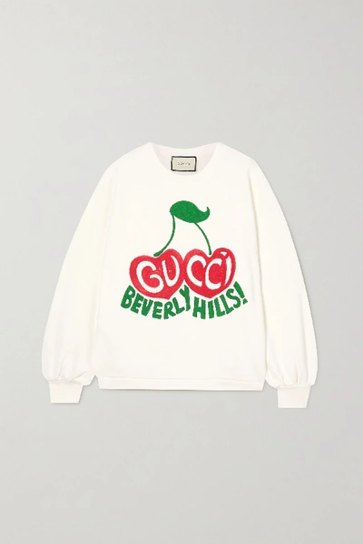 Shop Gucci + Net Sustain Printed Organic Cotton-jersey Sweatshirt In White