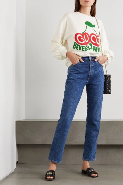 Shop Gucci + Net Sustain Printed Organic Cotton-jersey Sweatshirt In White