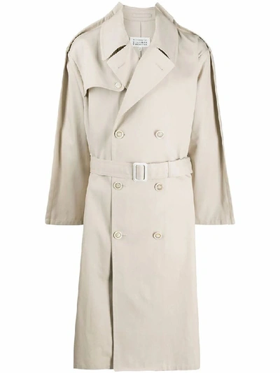 Shop Maison Margiela Men's Beige Cotton Trench Coat