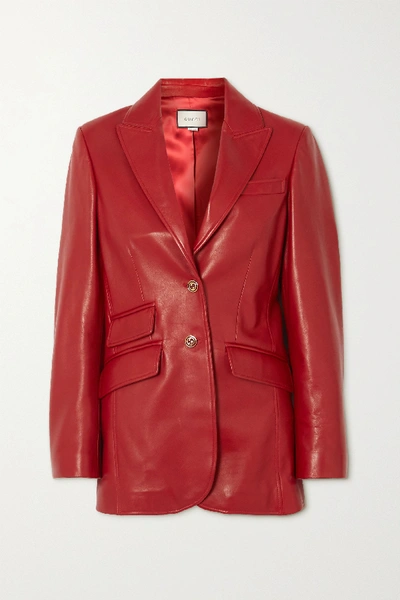 Shop Gucci Leather Jacket In Red