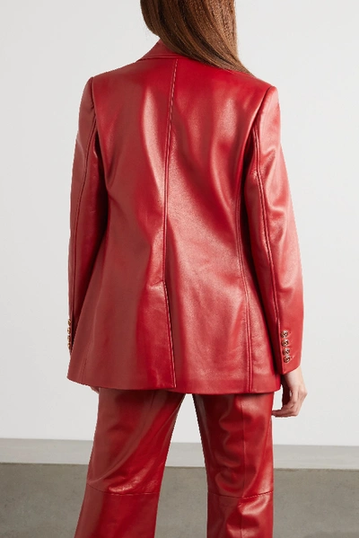Shop Gucci Leather Jacket In Red