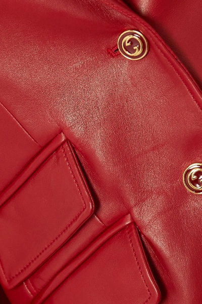 Shop Gucci Leather Jacket In Red