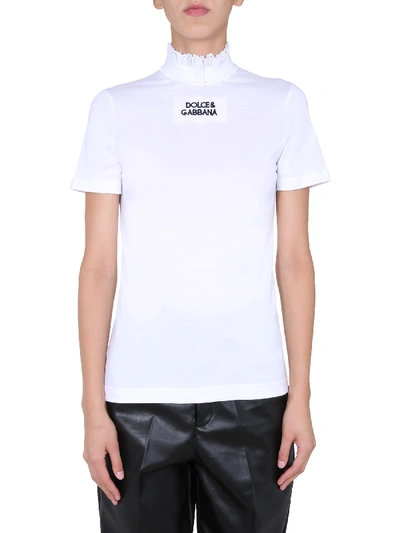 Shop Dolce & Gabbana Embroidered T-shirt In Bianco