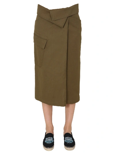 Shop Kenzo Asymmetric Skirt In Marrone