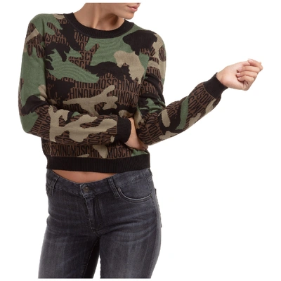 Shop Moschino Double Question Mark Jumper In Verde