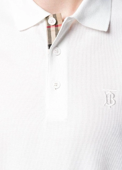 Shop Burberry Men's White Cotton Polo Shirt
