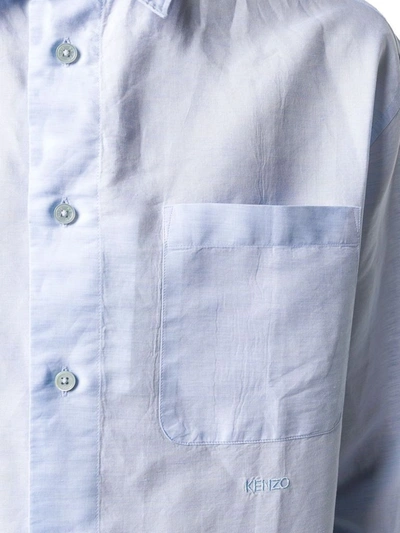 Shop Kenzo Men's Light Blue Linen Shirt