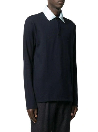 Shop Lanvin Men's Blue Cotton Polo Shirt