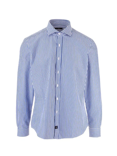 Shop Fay Men's Blue Cotton Shirt