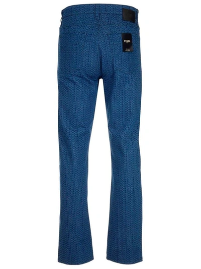 Shop Fendi Men's Blue Cotton Pants