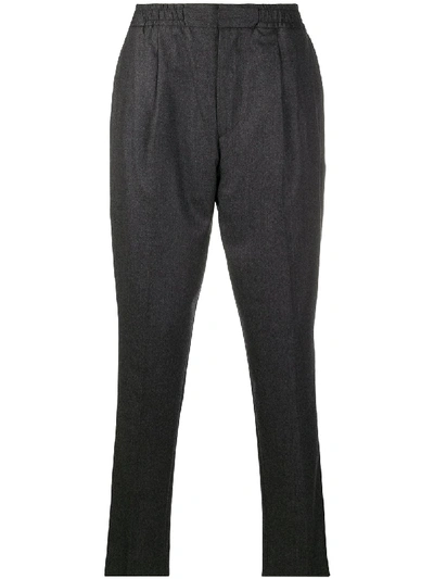 Shop Officine Generale Elasticated Wool Trousers In Grey