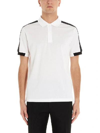 Shop Prada Men's White Cotton Polo Shirt