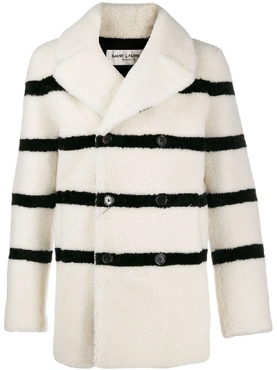 Shop Saint Laurent Men's White Wool Coat