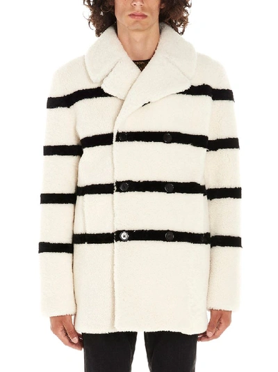 Shop Saint Laurent Men's White Wool Coat