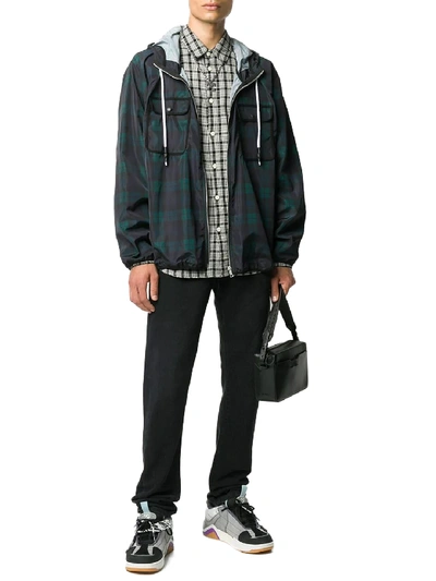 Shop Palm Angels Checked Windbreaker In Black