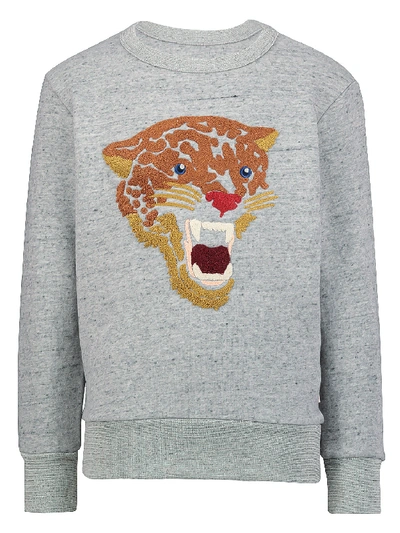 Shop Ao76 Kids Sweatshirt C-neck Leopard For Boys In Grey