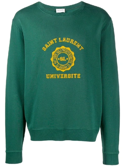 Shop Saint Laurent Men's Green Cotton Sweatshirt