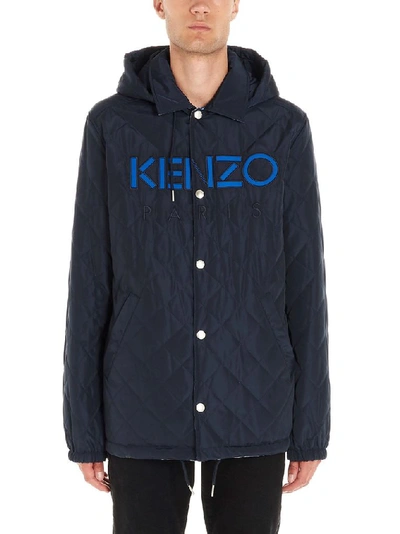 Shop Kenzo Men's Light Blue Polyester Coat