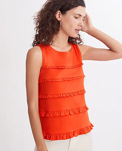 Shop Ann Taylor Petite Tiered Ruffle Shell Top In Sunswept