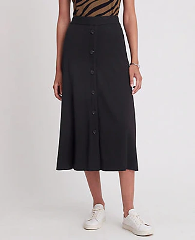 Shop Ann Taylor Petite Button Column Midi Skirt In Black