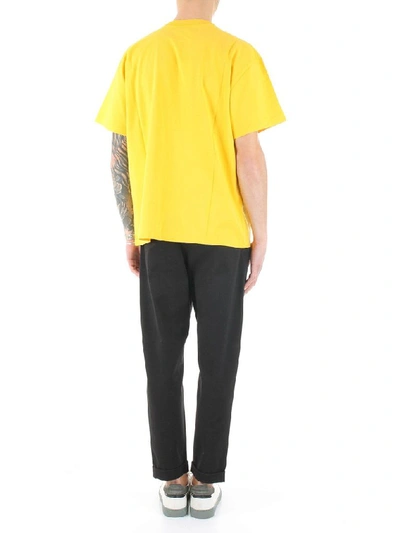Shop Aries Arise Men's Yellow Cotton T-shirt