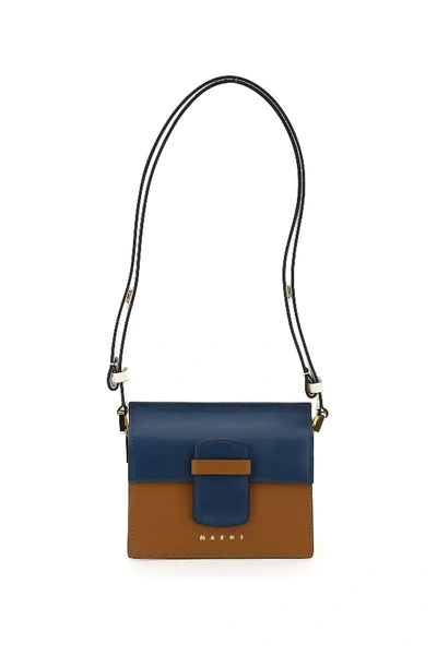 Shop Marni Severine Small Shoulder Bag In White,brown,blue