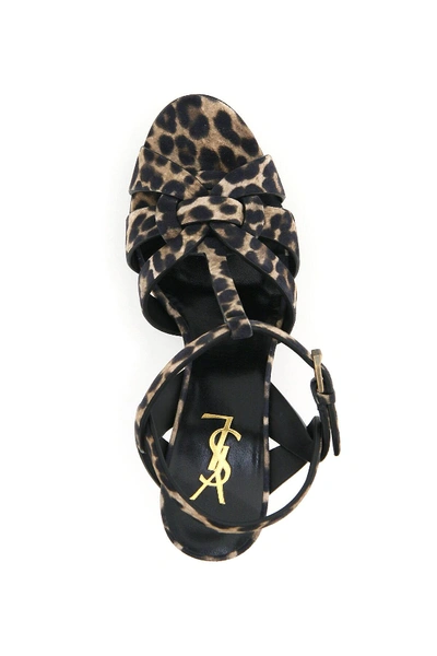 Shop Saint Laurent Tribute Leopard Print Sandals In Beige,black