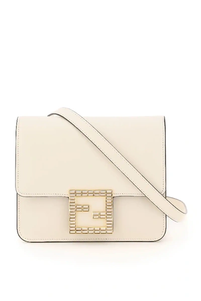 Shop Fendi Fab Crystal Bag In White,beige