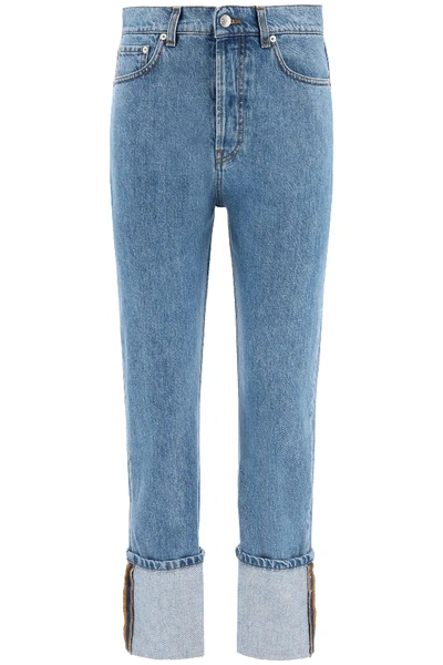 Shop Nanushka Cho Turn-up Jeans In Blue