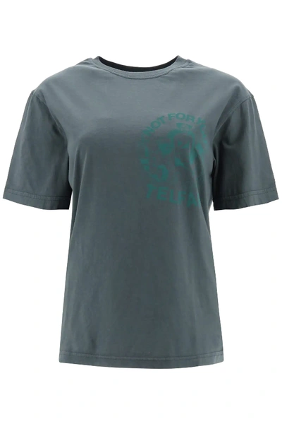 Shop Telfar T-shirt With Logo In Grey,green